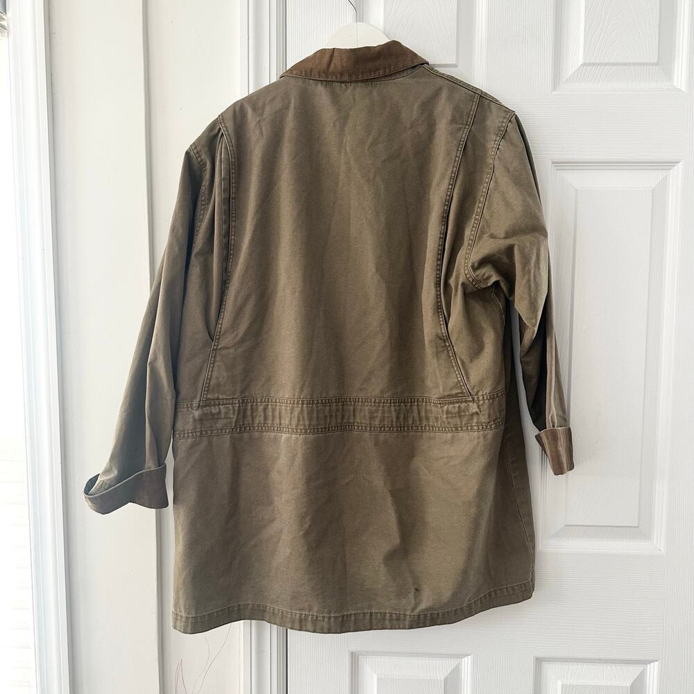 Eddie Bauer Khaki Vintage 80s Chore Jacket Tan Corduroy Collar Cuffs MP Lined - Picture 10 of 10